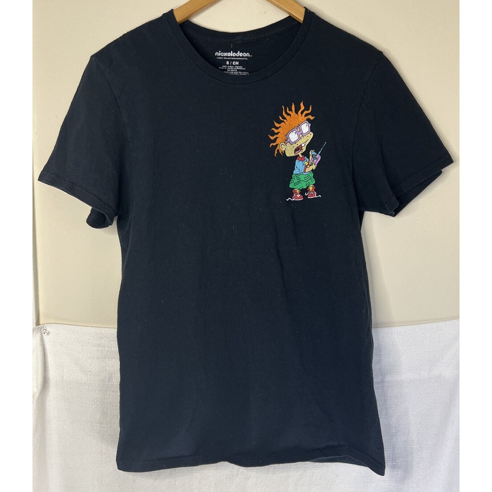 Nickelodeon Rugrats Cartoon Short Sleeve Black T-shirt Men's Sz Small Chuckie - Picture 2 of 6